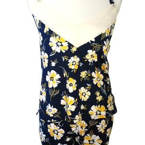 Navy Blue and Yellow Floral Pajama Set